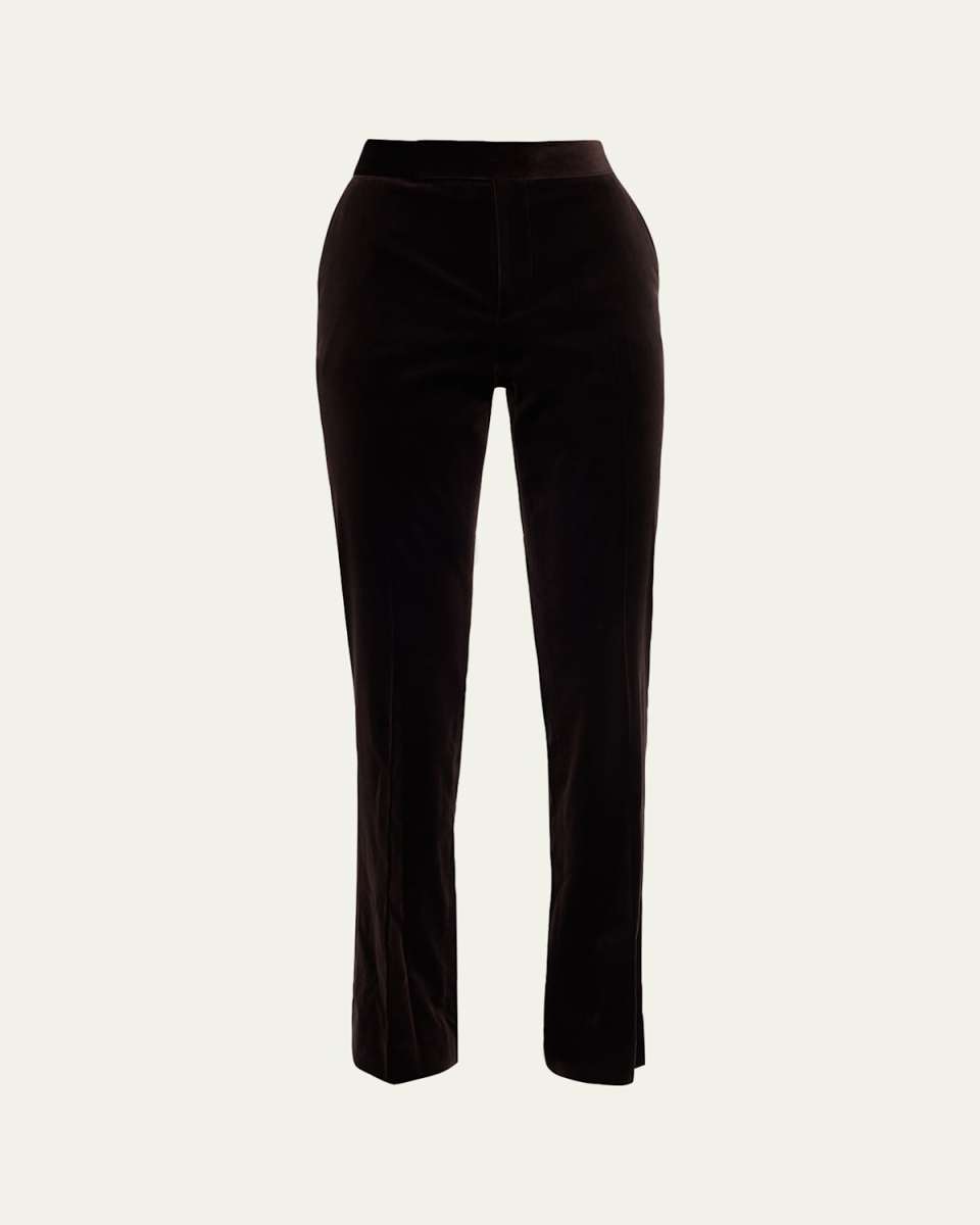 Seth Stretch Velvet Straight-Leg Pants